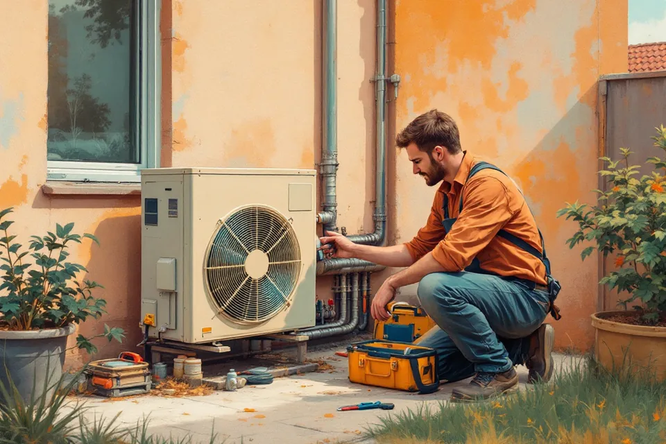 Illustratie: installateur aan het werk